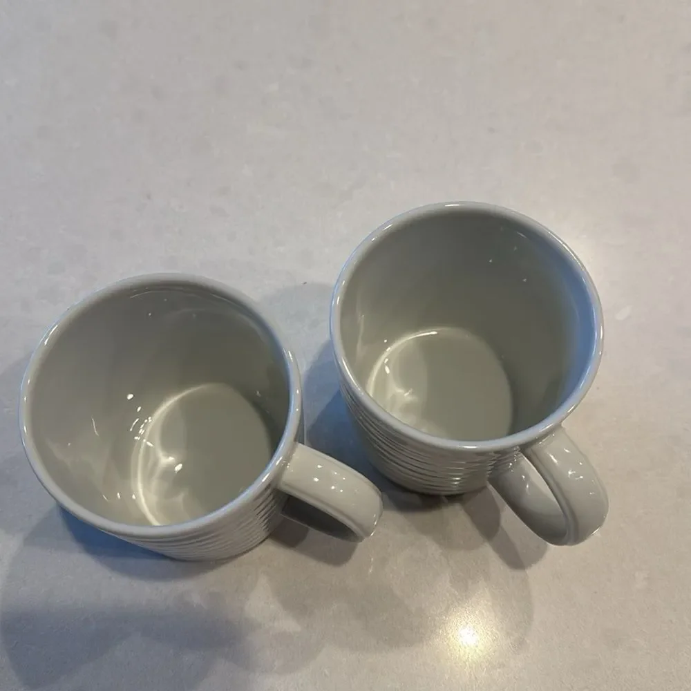 Crate & barrel roulette white 2 coffee cups, excellent condition.